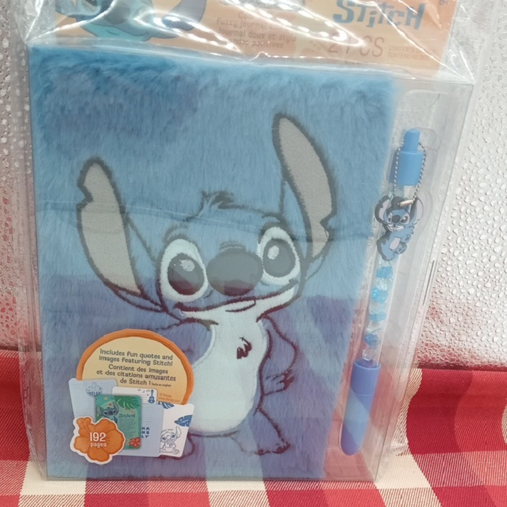 Stitch Two-piece Cool Vibes Fuzzy Journal And Pen NIP